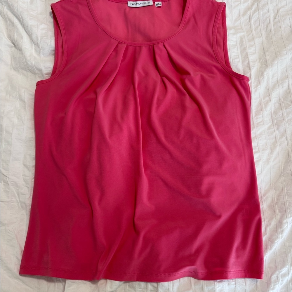 Notations Sleeveless Pleated Blouse | Coral Pink | Size M